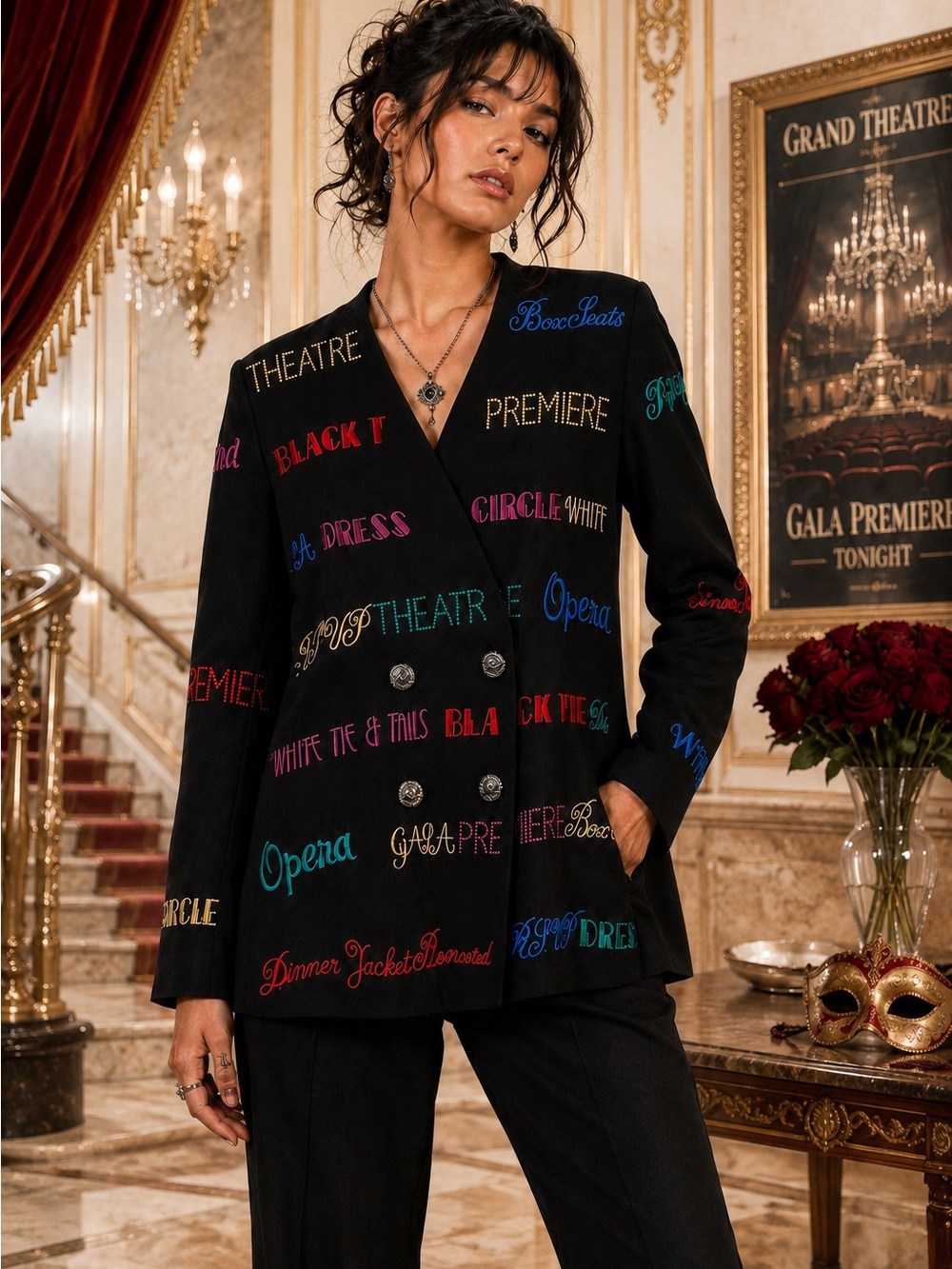 Anne Crimmins UMI Collections Theater Blazer 8 Vintage Embellished Artsy Jacket - Picture 2 of 5
